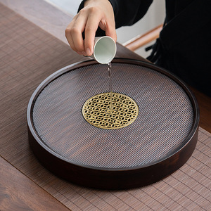 Bamboo Walnut Color <b>Tea</b> Tray Round Water Filter Dry Brewing For Kung Fu <b>Tea</b> <b>Set</b> - Product Image 1