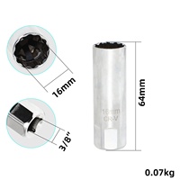 Douille à bougie magnétique à paroi mince de 14 mm et 16 mm, entraînement magnétique de 3/8 po, douille à bougie à 12 pans, outil de démontage