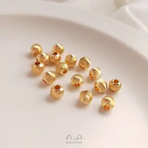 Bulk Beads Wholesale 14k Gold Plated Circular Batch Flower Pattern Spacer Beads Jewelry Findings Components For Jewelry Making