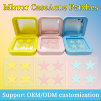 Patchs Hydrocolloïdes Anti-Boutons Marque Blanche Star avec Boîte Miroir Colorée – 32 Unités, Invisibles et Imperméables pour le Visage