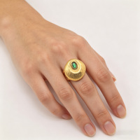 Anillo PuYing Vintage de Acero Inoxidable con Baño de Oro de 18K, Resistente al Deslustre, Impermeable, con Textura Ovalada Clásica, Unisex