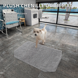 Tapis de cuisine et de salle de bain moderne, simple, en tissu chenille épais et ultra-doux, fabriqué à la machine, lavable, antidérapant et absorbant, pour usage domestique. - Product Image 2