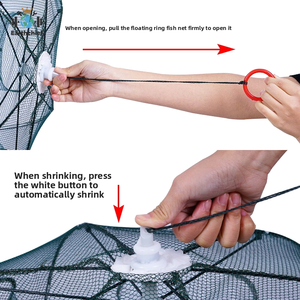 Nouveau filet de pêche pliable et portable en forme de parapluie pour eau douce, épais, pour attraper les écrevisses et crevettes, piège-cage en <span class=keywords><strong>maille</strong></span> - Product Image 4