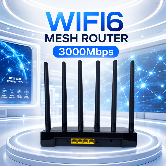 High Speed WiFi Router OpenWRT Broadband Unlocked Mesh Router 3000Mbps Dual-Band WiFi6 Modem Home WiFi Router