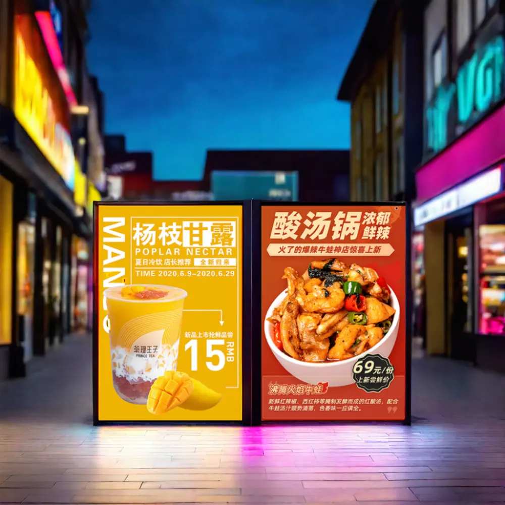 Economical Advertising LED Poster Frame Tempered Aluminum Windows Display Screen for Hotel & Restaurant Light Boxes