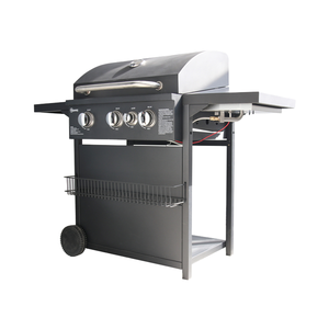 Portable Cart Style Propane Gas Grill <strong>BBQ</strong> <strong>3</strong>+1 <strong>Burner</strong> with Cabinet Side <strong>Burner</strong> Steel &amp; Iron Powder Coated for Gardening - Product Image 2
