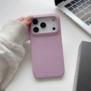 Funda de Cuero PU con Patrón de Lichee de Lujo para iPhone 17, 17 Pro, 16 Pro Max, 15 Pro, 14, Color Sólido Mate, Antigolpes, Protectora - Product Image 4