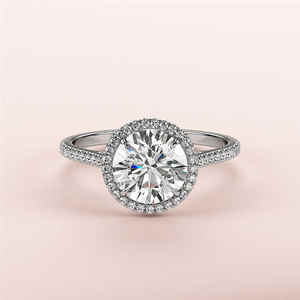 Bague en diamant personnalisée en or jaune et blanc 18 carats 3mm 2 carats Moissanite Style classique pour la fête d'anniversaire de mariage de fiançailles - Product Image 1