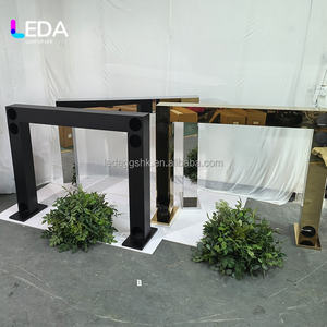 Support à fleurs rectangulaire classique en acier inoxydable doré brillant de haute qualité LEDA, centre de table de mariage, arche, décoration de fête, décoration de la maison - Product Image 6