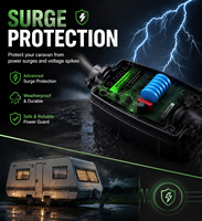Protector de Sobretensión de 30 Amperios 125V/250V, Cable Adaptador Tipo Dogbone para RV |   Adaptador de Corriente Eléctrico NEMA 5-15P NEMA TT-30R con Protección Contra Sobrecarga