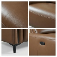 Canapé moderne en cuir véritable et éponge, pieds en acier inoxydable, trois places, sectionnel, pour la maison, l'hôtel, la villa, les salons, garantie 10 ans