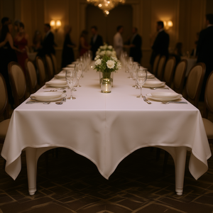 D0100XFPFEY 6 piezas de mantel rectangular de spandex blanco de 8 pies, lavable y elástico, para eventos, banquetes y cócteles - Product Image 2