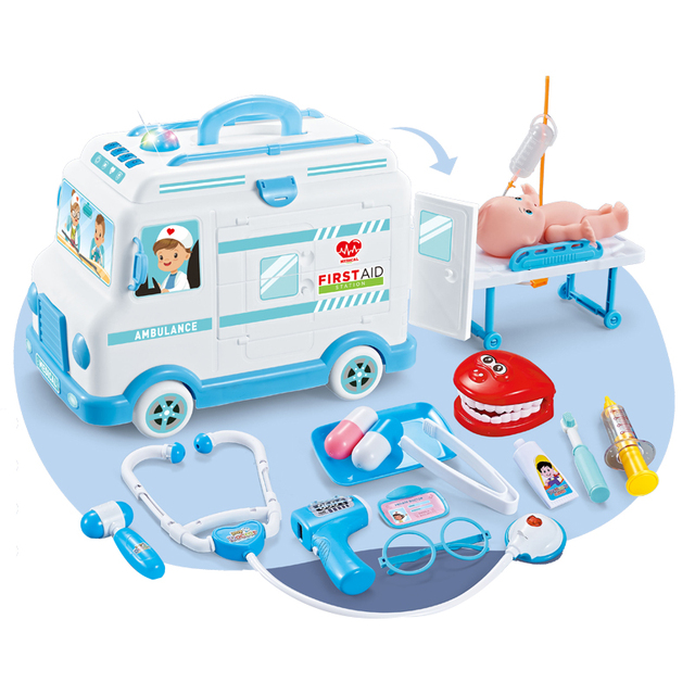 Funny Ambulance Car Light Sound Pretend Play Doctor Strange Toys With Doll