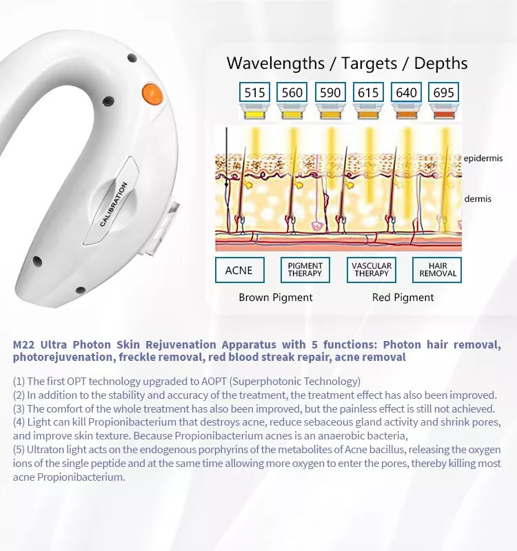 Professional Multifunction M22 IPL SHR Skin Rejuvenation IPL Permanent hair removal machine non invasive laser M22