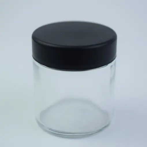 Custom Logo 2oz 3oz 4oz 5oz 8oz 10oz Child Resistant Straight Sided Flower Packaging Clear Glass Jar with Lid