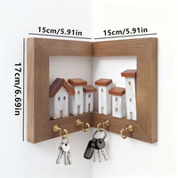 Porte-clés mural de style rustique avec 4 crochets pour chambres, murs de la maison, porte-clés en bois