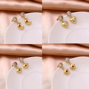 Pendientes de Circonita de Moda, Accesorios de Acero Inoxidable 304 Chapados en Oro, Joyería para las Orejas, Perfectos para Mujeres, Uso Casual - Product Image 3