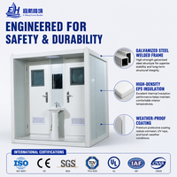 Toilettes portables modernes préfabriquées à double cabine avec lavabo pour usage extérieur sur chantier public