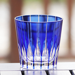 Vaso de chupito Edo Kiriko de estilo japonés personalizado cortado a mano y whisky de cristal <span class=keywords><strong>azul</strong></span> Brandy Rocks - Product Image 2