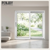 Porte coulissante de patio PENJOY en bois recouvert d'aluminium, style européen moderne, double vitrage trempé, isolation thermique, pour entrée d'hôtel