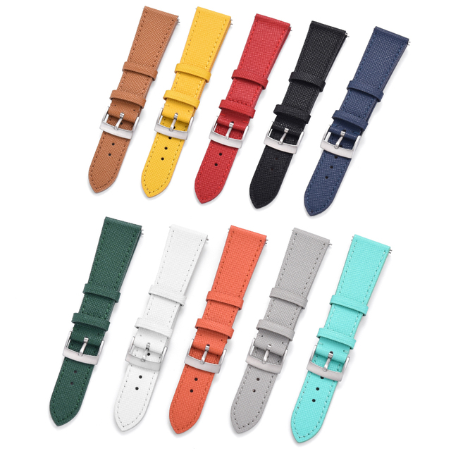 JUELONG Saffiano Genuine Leather Watch Band 18/19/20/21/22/23/24mm Quick Release Cowhide Genuine Leather Watch Strap