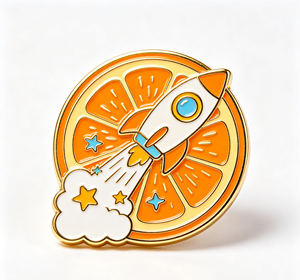 Pin de Solapa Personalizado con Diseño de Cohete, Broche de Metal Chapado en Oro, Insignia Redonda Impresa en Offset para Regalo de Boda o Festivo - Product Image 1