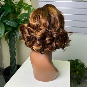 Bán Buôn Sdd Tóc Giả Tóc Con Người Mật Độ Hàng Đầu 13*4 Glueless Ren Phía Trước Bob Tóc Giả Bouncy Xoăn Cho Phụ Nữ Da Đen 12Inch - Product Image 3