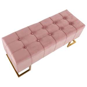 <span class=keywords><strong>Banc</strong></span> <span class=keywords><strong>de</strong></span> <span class=keywords><strong>rangement</strong></span> rose avec pieds en acier doré pour entrée intérieure avec pouf rembourré - Product Image 2