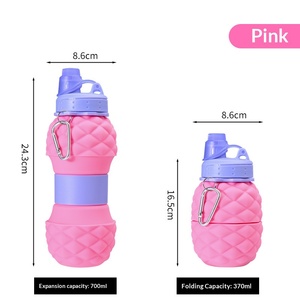 Bouteille d'eau pliable en silicone platine en forme d'ananas, tasse rétractable pour enfants, idéale pour les activités sportives en extérieur - Product Image 5