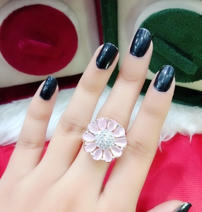 Bague réglable Design floral bleu et bracelet en diamant américain CZ ensemble bijoux pour femmes bijoux en vrac personnalisables - Product Image 1