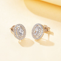 Pendientes de Aro Clásicos con Moissanita de Colores, VVS, Color D, 0.3ctx2, Regalo para Mujer, Plata, Chapado en Oro/Plata, Venta al Por Mayor