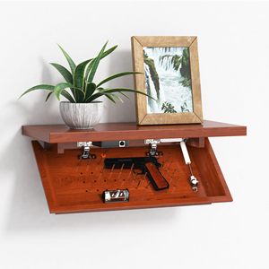 Étagère <span class=keywords><strong>murale</strong></span> <span class=keywords><strong>vintage</strong></span> en bois OEM avec compartiment secret et trappe de rangement pour salon - Product Image 1