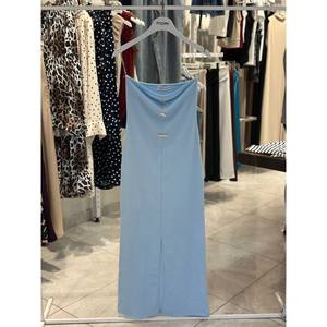 ชุดเดรสคอวีสีฟ้าฟิโอริ เอวธรรมชาติ สไตล์วินเทจ ชุดราตรีหรูหรา - Product Image 3