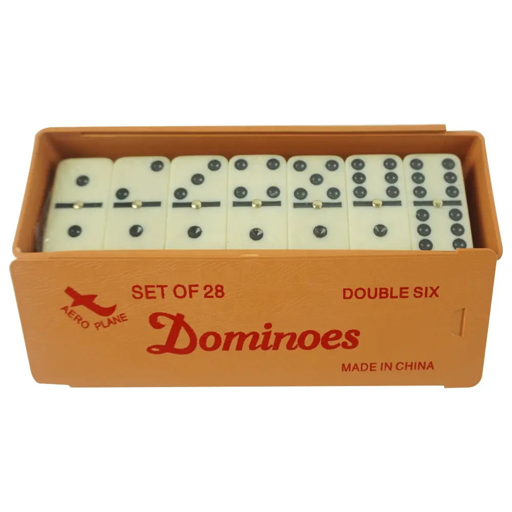 Set da gioco professionale doppio 6 sei domino personalizzato logo domino personalizzato scatola di plastica colore logo dalla produzione