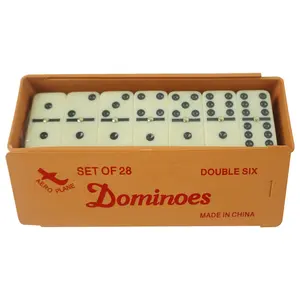 Professionnel personnalisé double 6 six dominos jeu ensemble personnalisé domino logo couleur boîte en plastique logo de fabrication