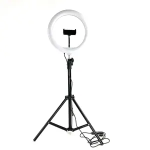 Lampu ring 10 inci, dudukan telepon tiktok, lampu cincin, Selfie, dengan dudukan Tripod, lampu fotografi, Meja paduan aluminium