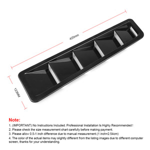Panneau de refroidissement de l'air, 1 paire, pour capot universel, 17x5 pouces, ABS noir - Product Image 2