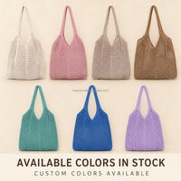 Sac fourre-tout en polyester ajouré au crochet, sac à main de plage d'été grande capacité pour le travail, l'école, le shopping, avec logo personnalisé