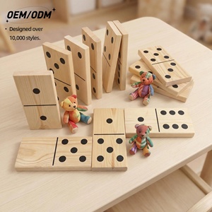 Dominos en bois Montessori 28 pièces, écologiques, jouet éducatif interactif pour la petite enfance |   OEM ODM Vente en gros - Product Image 1