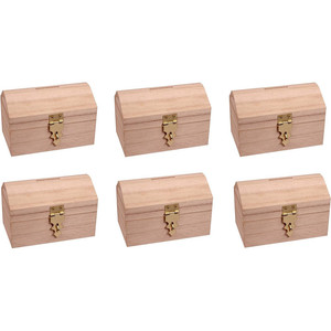 Mini boîte au trésor en bois de pin petit organisateur de tonneau en bois pour usage personnel ou caisse d'épargne prête à peindre - Product Image 3