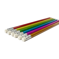 Ensemble de crayons personnalisés certifiés EN71 ISO, crayons triangulaires en plastique de couleur métallique HB avec gomme, 7,5 pouces, vente en gros directe d'usine