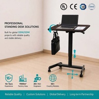 Bureau assis-debout moderne pliable en aluminium avec vérin à gaz, réglable en hauteur, mobilier de bureau avec roulettes