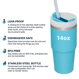 แก้วน้ำสแตนเลสสองชั้นขนาด 14 ออนซ์ สำหรับเด็ก พร้อมฝาและหูจับ สำหรับกาแฟหรือน้ำ  รับผลิตตามสั่งพร้อมโลโก้ - Product Image 5