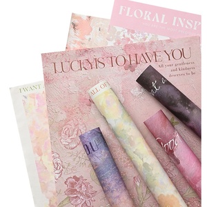 Papier d'emballage pour fleurs écologique en gros avec motif peinture à l'huile, papier kraft 35x50cm pour l'emballage de bouquets frais - Product Image 4