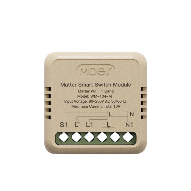 MOES Tuya WiFi Matter Mini Smart Switch Module Relay Timer Home Automation App Remote Control Work With Alexa Google Home Apple