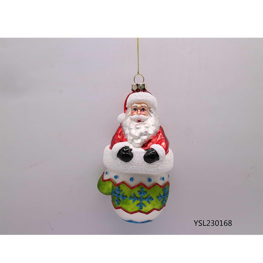 3.25?サンタと2つ雪だるまガラスボールクリスマスオーナメント 3.25?サンタと2つ雪だるまガラスボールクリスマスオーナメント