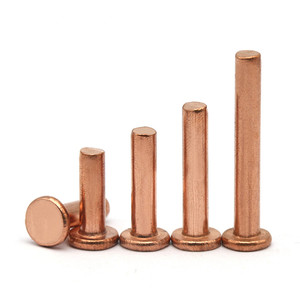 <span class=keywords><strong>Rivet</strong></span> à tête plate en cuivre massif, diamètre 4 mm, longueur 30 mm, pour utilisation dans les équipements électriques - Product Image 4