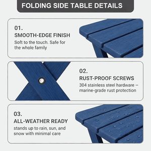 Tavolo Pieghevole Leggero Blu con Piano a Doghe in Legno HIPS, Resistente alle Intemperie, Compatto e Portatile per <span class=keywords><strong>Spiaggia</strong></span>, Campeggio, Balcone - Product Image 3