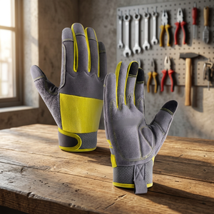 Guantes de Trabajo de Uso General JNA GROUP, Grises y Amarillos, con Dedos Texturizados de Cuero PU, Antideslizantes, con Puño de Punto, 10mil de Grosor, 28cm, Resistentes a la Abrasión - Product Image 4