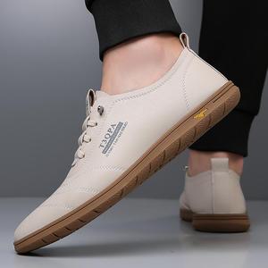 T3OPA – chaussures décontractées à lacets pour hommes, bout rond, semelle en caoutchouc respirante, mocassins à la mode, blanc - Product Image 3